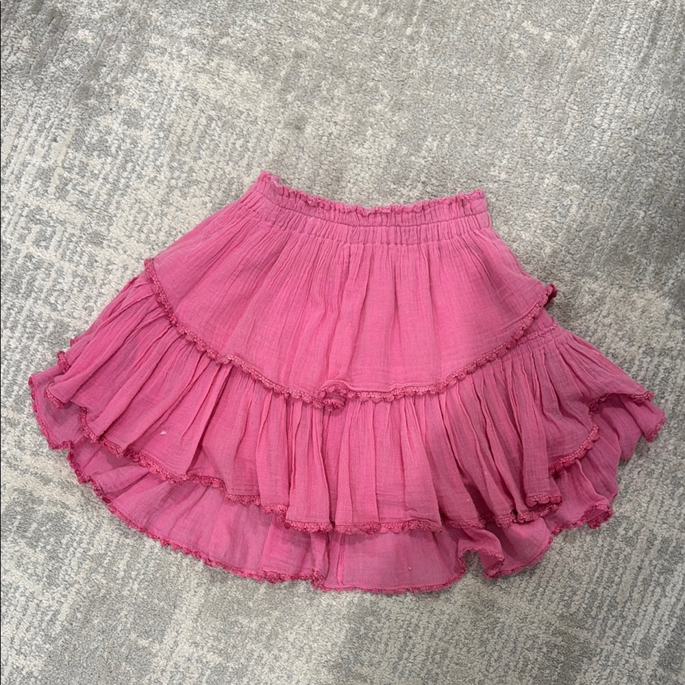 LoveShackFancy Pink Ruffled Skirt